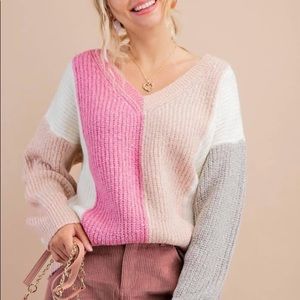 Cozy color block sweater